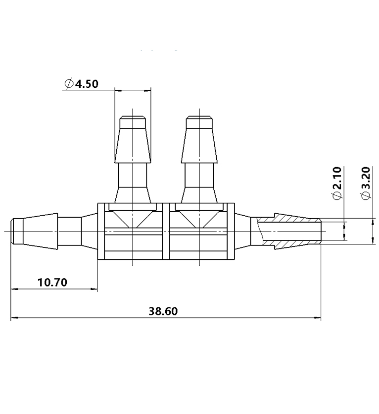 3.2mm（1/8英寸）邊四通接頭