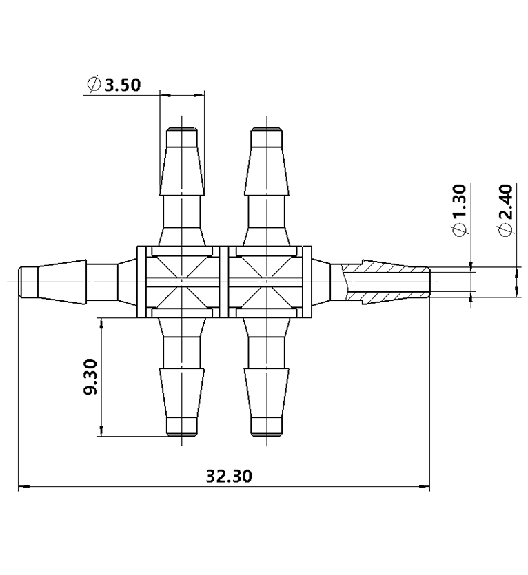 2.4mm(3/32英寸)六通接頭