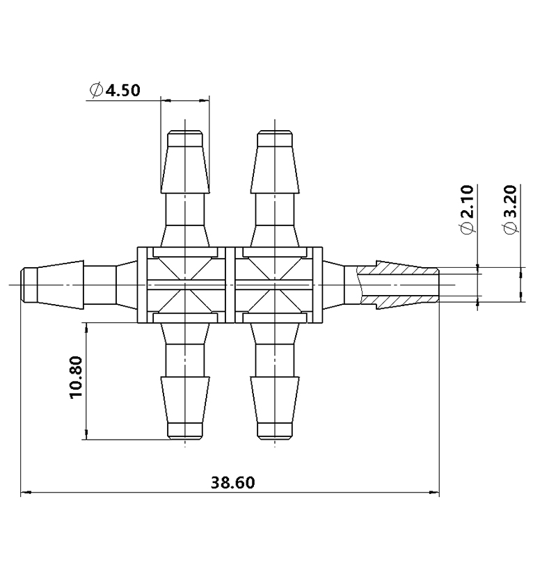 3.2mm（1/8英寸）六通接頭