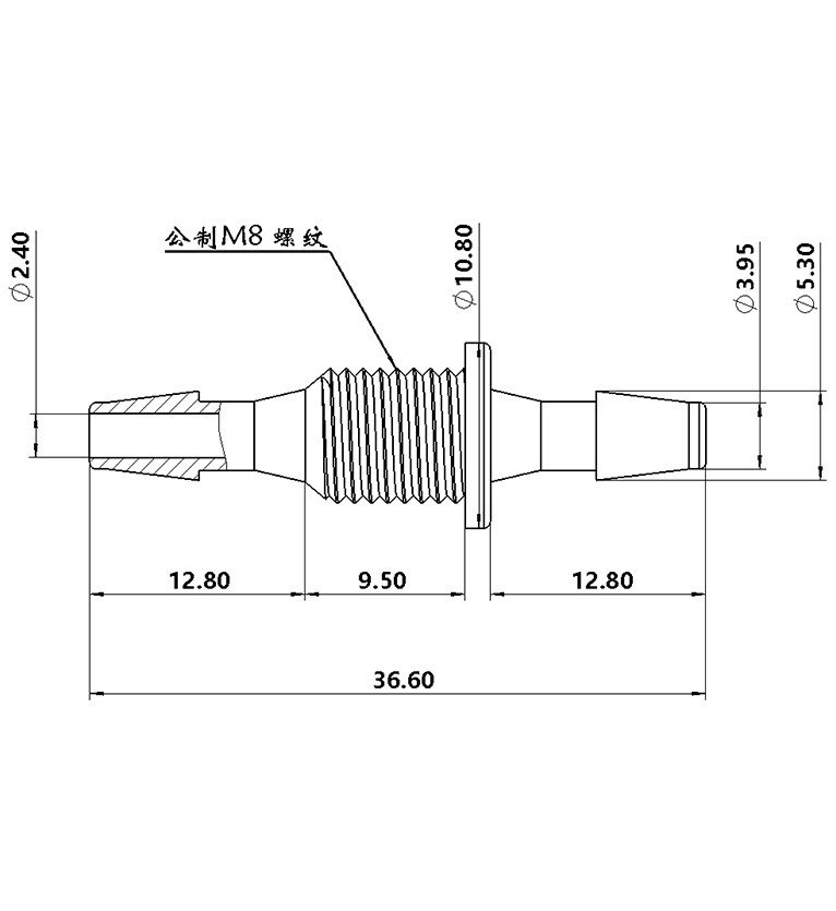 3.9mm（5/32）穿板直通接頭