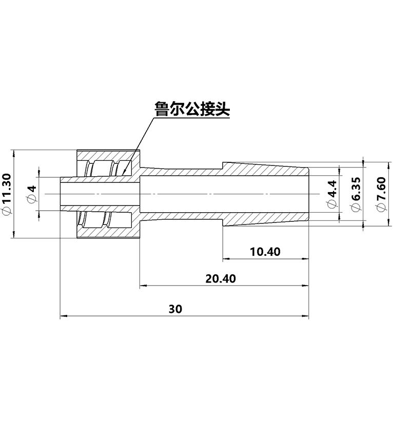 6.4mm（1/4）魯爾公接頭黑