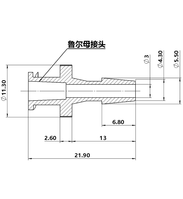 3.9mm（5/32）魯爾母接頭黑